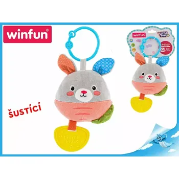 Winfun Chrastítko/kousátko králíček plyšový 17 cm šustící 0m+ na kartě