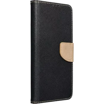 Pouzdro na mobilní telefon Flipové pouzdro Coolcase Fancy Book na mobil Xiaomi Redmi 10A - Černé - zlatavé (Flipové knížkové vyklápěcí pouzdro na mobilní telefon Xiaomi Redmi 10A Černé - zlatavé)