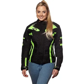 Moto bunda MAXX - NF 2400 Dámská textilní bunda černozelená reflexní XL