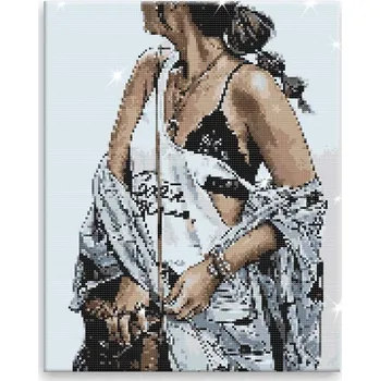 Diamantové malování Diamantové malování - Dívka - 40x50 cm, bez dřevěného rámu - CZ výroba
