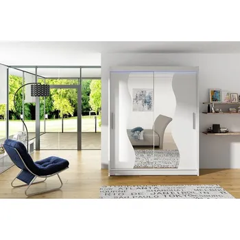 Šatní skříň Šatní skříň Presto S, Barva: bílá / zrcadlo, Osvětlení: osvětlení LED RGB - barevné MIRJAN 5902928931808