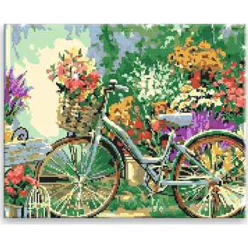 Diamantové malování Diamantové malování - Kolo s květinami - 50x40 cm, plátno vypnuté na rám - CZ výroba