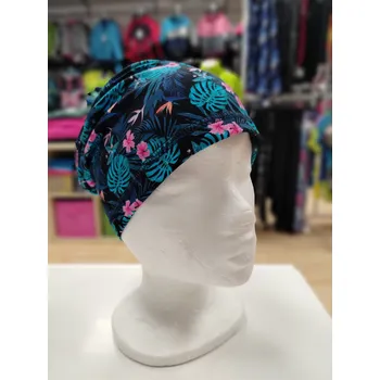 Čepice Fantom Bavlněná SLABÁ čepice s potiskem - modrá s květinami velikost: 54