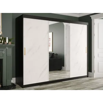 Šatní skříň Šatní skříň Nonnus 250 T1, Úložný prostor: ne, Barva: černá matná / bílá mramor MIRJAN 5903211110047