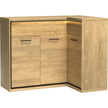 Komoda Kombinovaná rohová komoda Sarged SR15 K, Osvětlení: osvětlení LED, Barva: hikora přírodní, Nožičky: ne MIRJAN 5903211005206