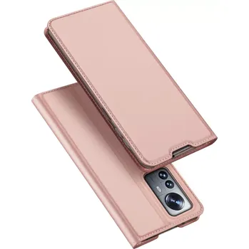 Pouzdro na mobilní telefon Prémiové flipové pouzdro DUX DUCIS SKIN na mobil Xiaomi 12 Pro - růžové (Flipové knížkové vyklápěcí pouzdro DUX DUCIS SKIN na mobilní telefon Xiaomi 12 Pro růžové)