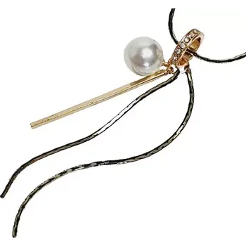 Řetízek Dlouhý černozlatý dámský řetízek s přívěškem - řetízky s perlou