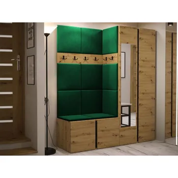 Předsíňová stěna Předsíň Tavasz XII, Barva: dub artisan / dub artisan + černá, Barva látek:: Manila 35 MIRJAN 5903211138270