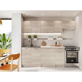 Kuchyňská linka MIRJAN Elena 240 cm Dab sonoma + Petra béžová