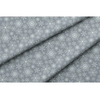 Vánoční metráž teflonová Vločky na šedé šířka 160 cm