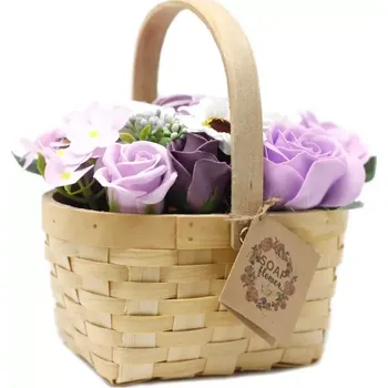 Mýdlo Mýdlová kytice v proutěném košíku - fialová