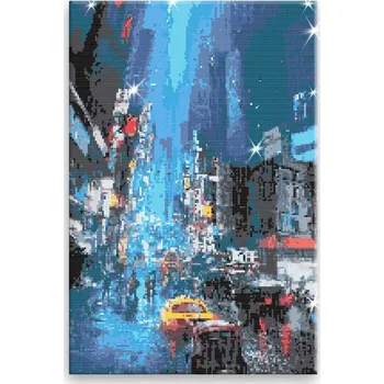 Diamantové malování Diamantové malování - Večerní deštivé město - 40x60 cm, plátno vypnuté na rám - CZ výroba