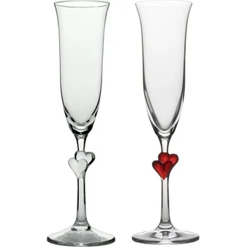 Sklenice Sklenice na sekt L´Amour 2ks se srdíčky * (Dárkové balení 2kusy)
