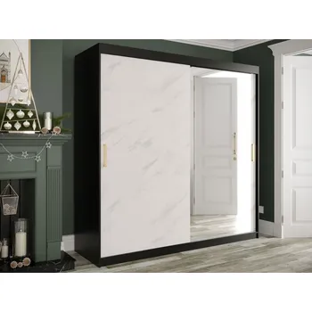 Šatní skříň Šatní skříň Nonnus 200 T2, Úložný prostor: ne, Barva: černá matná / bílá mramor MIRJAN 5903211110245