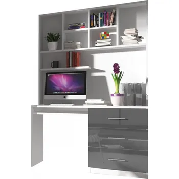 Psací stůl PC stolek Paradise PD03, Barva: bílá / šedý lesk MIRJAN 5902928153392