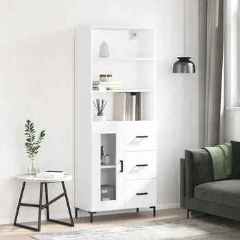 přebalovací pult a komoda Petrashop Skříň highboard bílá 69,5 x 34 x 180 cm kompozitní dřevo Bílá3189509
