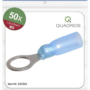 Kabelové oko Quadrios 23C524 kulaté kabelové oko Průřez (max.)=2.5 mm² Ø otvoru=8.5 mm částečná izolace modrá 50 ks