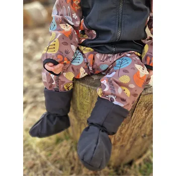 Chlapecké kalhoty Yháček Softshellové kalhoty Yháček, jarní, lesní zvířátka hnědá Velikost: 116