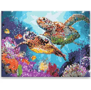Diamantové malování Diamantové malování - Vodní želvy - 40x30 cm, bez dřevěného rámu - CZ výroba