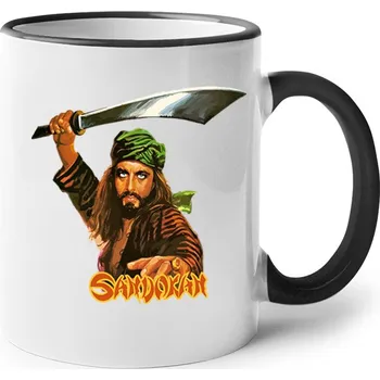 Hrnek Sandokan, Barva Černá, Velikost 330 ml, Canvas Keramický hrnek s barevným uchem Bezvatriko.cz 0965