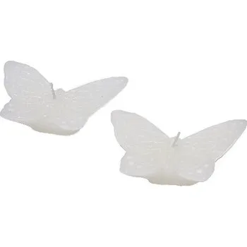 Svíčka Svíčka MOTÝL bílý, 9 x 6 x 2,5 cm, box, (balení obsahuje 2ks)|Ego Dekor