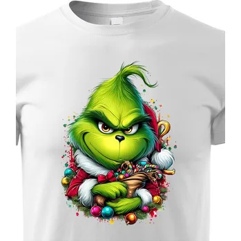Chlapecké tričko Dětské tričko Grinch s ozdobami, Barva Bílá, Velikost 158 cm/12 roků, Canvas Dětské tričko Bezvatriko.cz 2384