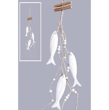Bytová dekorace Ryba na zavěšení, bílá, 4 x 55 x 3 cm|Ego Dekor