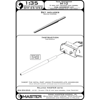Plastikový model 1/35 M10 Tank Destroyer 76.2mm gun barrel (ACAD)