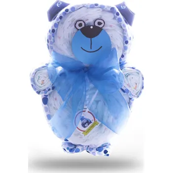 plenkový dort Dárek čerstvě narozenému miminku - Plenkovky.cz Medvěd z plenek modrý 1 1