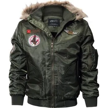 Zimní taktická bunda pánská army parka s kožíškem a nášivky Barva: Tmavě Zelená, Velikost: 4XL