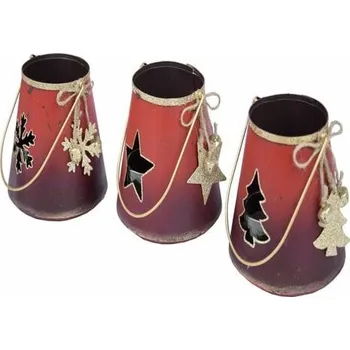 Svícen Svícen stromek/hvězda/vločka, červená, 12x11,5x13cm, balení obsahuje 3 kusy!|Ego Dekor