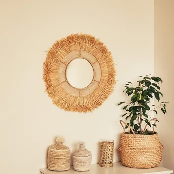 Zrcadlo Krásy Orientu Přírodní boho zrcadlo z mořské trávy Meena