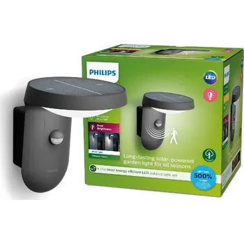 Venkovní osvětlení Philips Tyla IR solární venkovní nástěnné LED svítidlo se senzorem 1,2W 255lm 3000K IP44, antracit