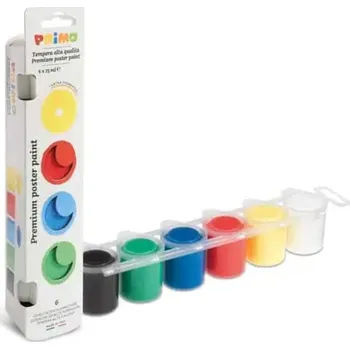 Vodová barva primo 253TB6E Sada 6 základních temperových barev á 25 ml