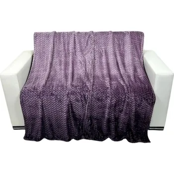 Přehoz na lůžko Mikroplyšová deka 150 x 220 cm ZIG ZAG Fialová