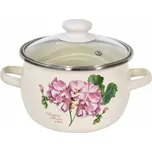 Smaltovaný kastrol bežový 2,5L Pelargonium
