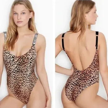 Dámské plavky Victoria's Secret dámské jednodílné plavky Scoop s kamínky leopardí S