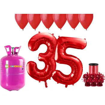 Helium do balónku HeliumKing Helium párty set na 35. narozeniny s červenými balónky