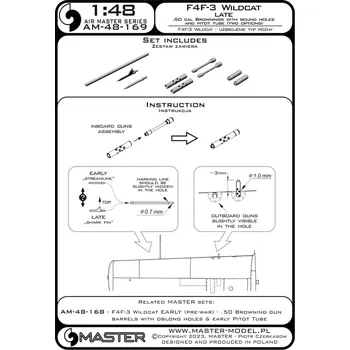 Plastikový model Master 1/48 F4F-3 Wildcat Late .50 Browning gun barrels