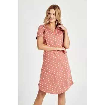 Dámská noční košile Taro, dámská noční košile 3129-Ivy, krátký rukáv, cihlová, vel. M