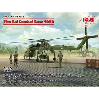 Plastikový model ICM 1/35 Phu Bai Combat Base 1968 (CH-54A,2x fig.,mat)