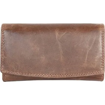 Peněženka FLW Dámská celá kožená peněženka ze silné přírodní kůže bez značek a nápisů Hnědá