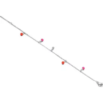 Řetízek Victoria Bijou Náramek VICTORIA s růžovými korálky barva stříbrná