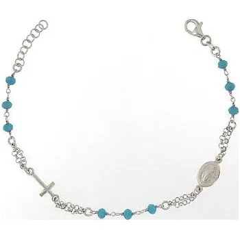 Náramek Stříbrný náramek růženec světle modrý délka náramku 18+2cm