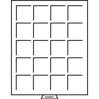 Sběratelství Leuchtturm Mincovní box MB Leuchtturm, čtvercové přihrádky Velikost otvoru: 48 x 48 mm (20 polí)