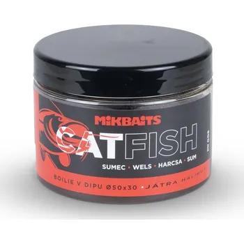 Boilies Michal Kučera MIKBAITS Mikbaits Catfish sumec řada - Játra Halibut 50x30mm boilie v dipu 500ml