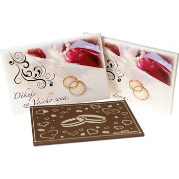 Čokoláda Čokoládovna Troubelice Čokoláda SVATBA "DĚKUJI ZA SYNA"- růže, 120g Varianta: hořká 75%