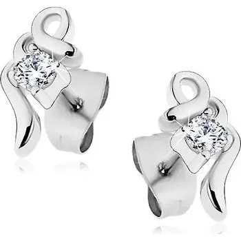 Náušnice Ocelové náušnice ve stříbrném odstínu, lesklé zatočené linie se zirkonem