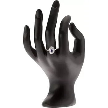 Prsten Stříbrný prsten 925, modrý zrnkový kamínek, zirkonová elipsa - Velikost: 49