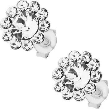 Náušnice Stříbrné 925 náušnice, třpytivý kvítek z čirých krystalů Preciosa, puzetky